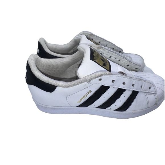 Adidas Superstar Classic White Black Stripe Sneakers - Size 3.5 Women's No Laces - Picture 8 of 9